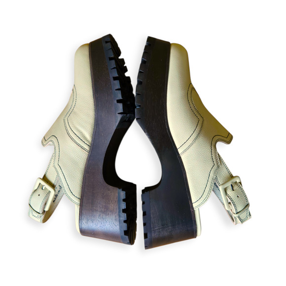 Charlotte Stone Oat Cream Loni Slingback Platform Clog Shoes Size 10 - Picture 4 of 8